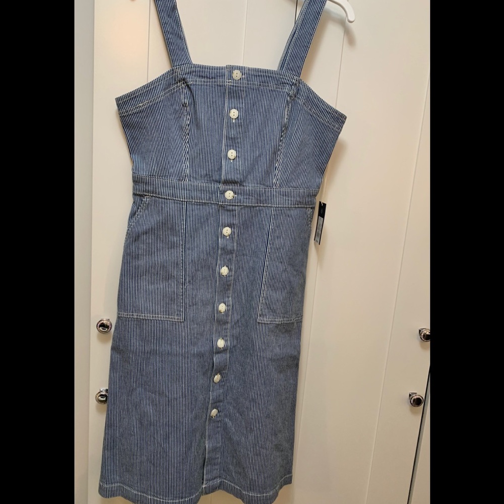 NEW! Striped Farmer’s Dress Blue & White - Picture 2 of 5